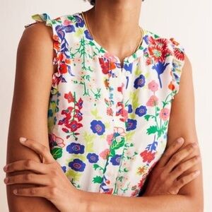 Boden Alicia‎ Button Down Top Floral Multicolor Sleeveless NWT Size 4